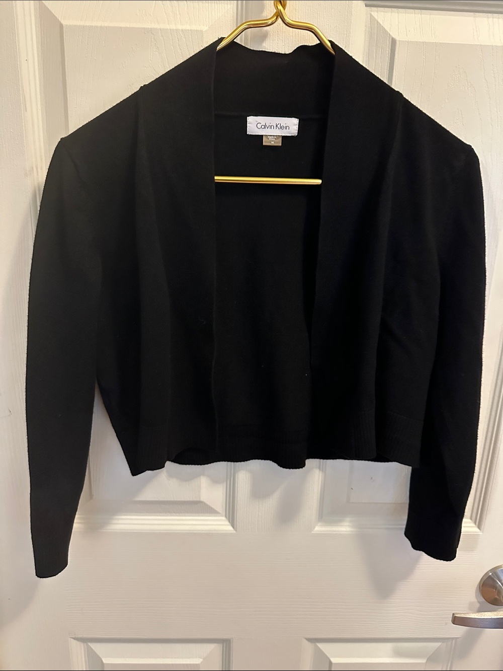 Calvin Klein Black Cropped Open-Front Cardigan